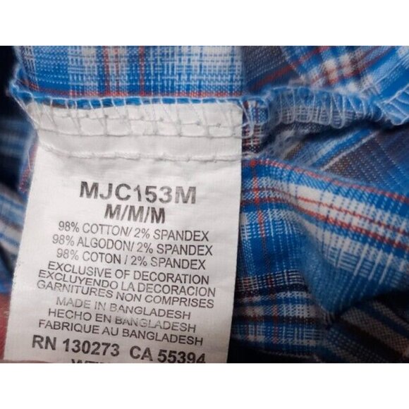 Wrangler 20X Mens Medium Blue Plaid Competition Advanced Comfort Western Shirt - Picture 12 of 12